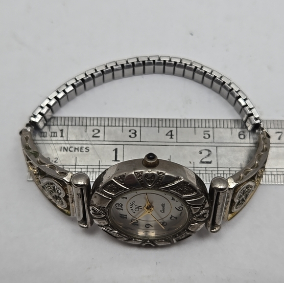 Womens Wrangler Heart Two Tone Quartz Watch With Stretch Band New Battery - Picture 8 of 10